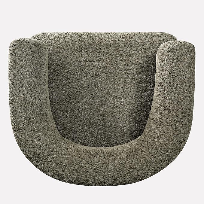 Merax 31.7" Mid-Century Teddy Fleece Barrel Accent Chair, Green | Green Teddy Fleece Upholstered Armchair, Modern Wraparound Lounge Chair for Living Room, Bedroom, Entryway