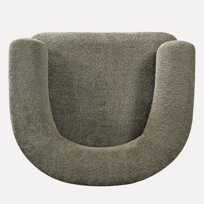 Merax 31.7" Mid-Century Teddy Fleece Barrel Accent Chair, Green | Green Teddy Fleece Upholstered Armchair, Modern Wraparound Lounge Chair for Living Room, Bedroom, Entryway