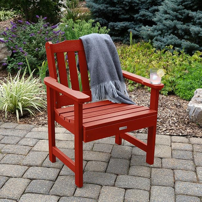 Highwood AD-KITCHGL2-RED 2 Lehigh Garden Chairs with 1 Square Side Table 3-Piece Set, Rustic Red