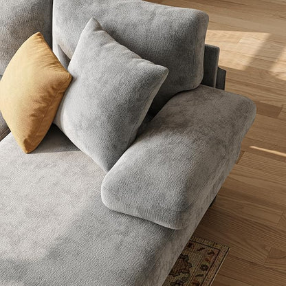 Txtin's Sleeper Sofa with Pull Out Couch Bed | 112 Inch Couches for Living Room | U-Shaped Convertible Sofa Bed | Chenille Light Grey