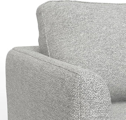SIMPLIHOME Livingston 90-inch Wide Sofa in Mist Grey Woven-Blend Fabric, Handcrafted Mid-Century Modern Oversized 3-Seater Couch Sofa for Living Room or Family Room, Solid Wood Frame
