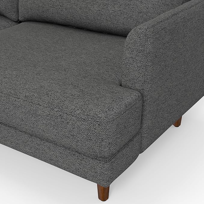 SIMPLIHOME Livingston 90-inch Wide Sofa in Charcoal Grey Woven-Blend Fabric, Handcrafted Mid-Century Modern Oversized 3-Seater Couch Sofa for Living Room or Family Room, Solid Wood Frame