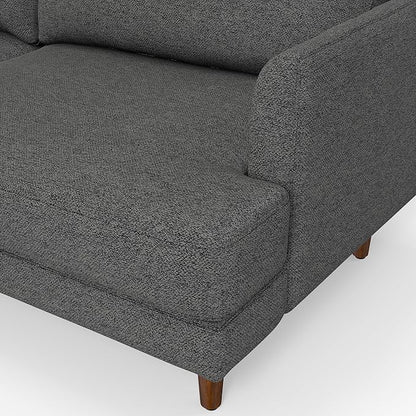 SIMPLIHOME Livingston 90-inch Wide Sofa in Charcoal Grey Woven-Blend Fabric, Handcrafted Mid-Century Modern Oversized 3-Seater Couch Sofa for Living Room or Family Room, Solid Wood Frame