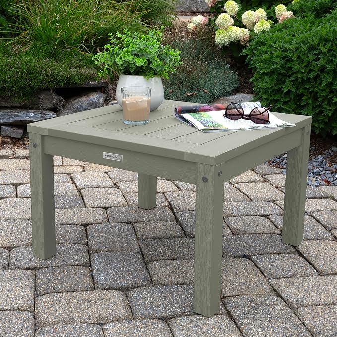 Highwood AD-KITCHGL2-EUC 2 Lehigh Garden Chairs with 1 Square Side Table 3-Piece Set, Eucalyptus