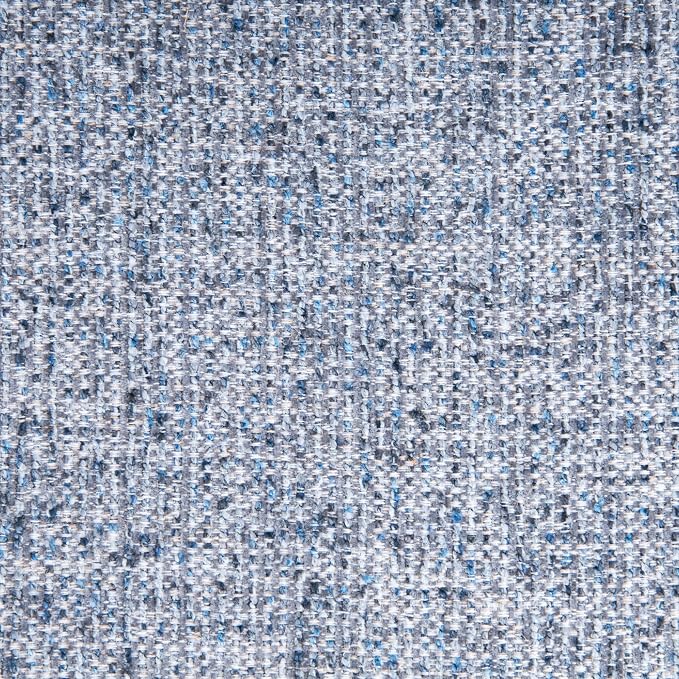 HomePop 19" Button Tufted Round Storage Ottoman - Blue Gray Woven Fabric