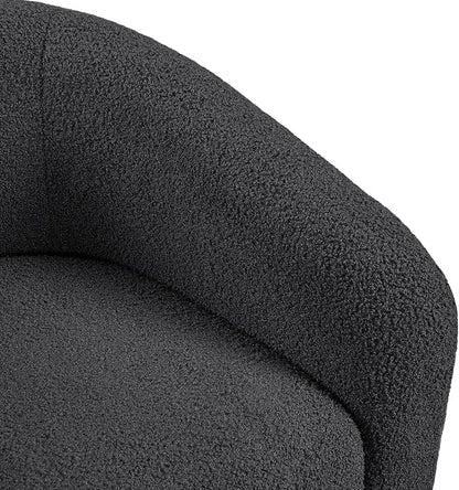 Topeakmart Barrel Chair, Soft Sherpa Accent Chair Side Chair Club Chair Modern Style Deep Seating Barrel Armchair for Living Room Furniture Reading Room Bedroom, Dark Gray