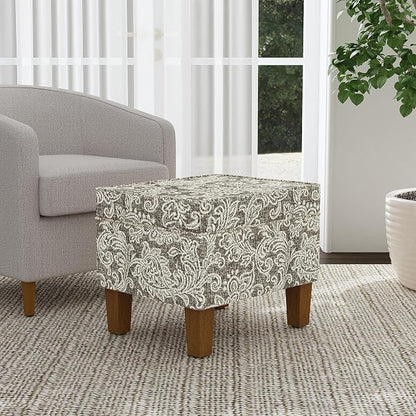 HomePop 22" Modern Rectangular Storage Ottoman - Brown Jacobean Print