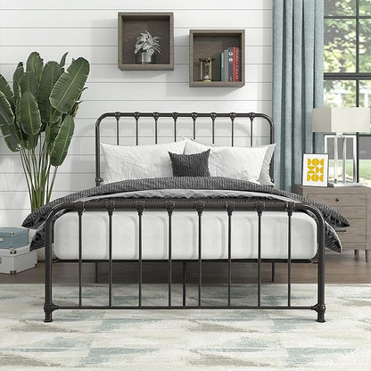 Lexicon Full Metal Bed Frame, Platform Bed with Strong Metal Slat Support Under Bed Storage, Full Bed Frame with Headboard, No Box Spring Needed, Easy Assembly, Full, Dark Bronze