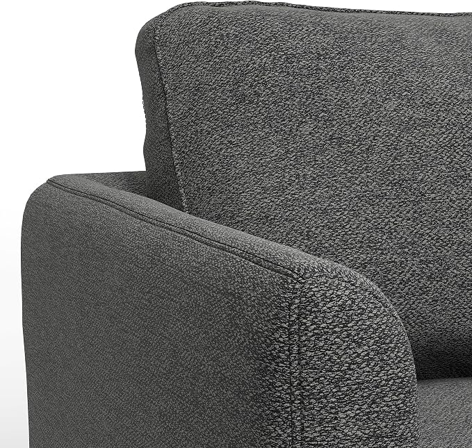 SIMPLIHOME Livingston 90-inch Wide Sofa in Charcoal Grey Woven-Blend Fabric, Handcrafted Mid-Century Modern Oversized 3-Seater Couch Sofa for Living Room or Family Room, Solid Wood Frame