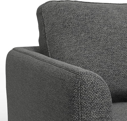 SIMPLIHOME Livingston 76" Wide x 33" High Sofa in Charcoal Grey Woven-Blend Fabric, Handcrafted Loveseat Couch for Living Room or Family Room, Mid-Century Modern Style, Solid Wood Frame
