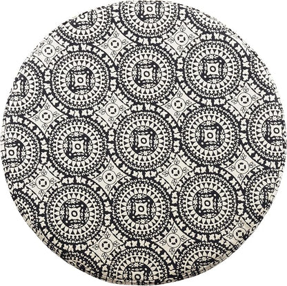 Homepop Home Decor | Upholstered Round Storage Ottoman | Ottoman with Storage for Living Room & Bedroom, Black and White Medallion Large