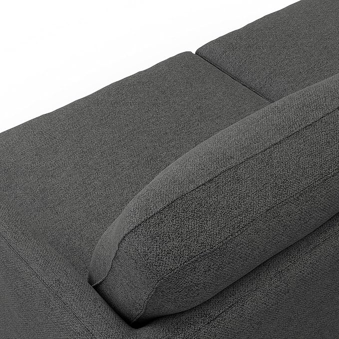 SIMPLIHOME Livingston 76" Wide x 33" High Sofa in Charcoal Grey Woven-Blend Fabric, Handcrafted Loveseat Couch for Living Room or Family Room, Mid-Century Modern Style, Solid Wood Frame