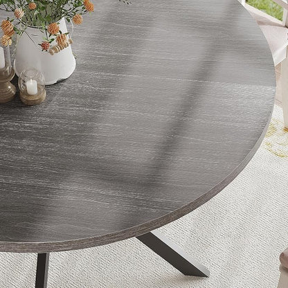 ChooChoo 47.2 Inch Round Dining Table for 4, Farmhouse Wood Kitchen Table, Circle Dinner Table for Kitchen & Dining Room, Grey
