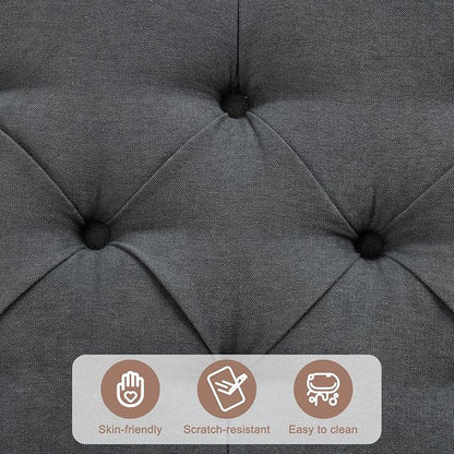 Weture 35 Inch Extra Large Storage Ottoman Coffee Table, No Assembly Required, Oversized Square Ottoman with Storage, Tufted Upholstered Ottomans Coffee Table for Living Room (Fabric, Dark Grey)