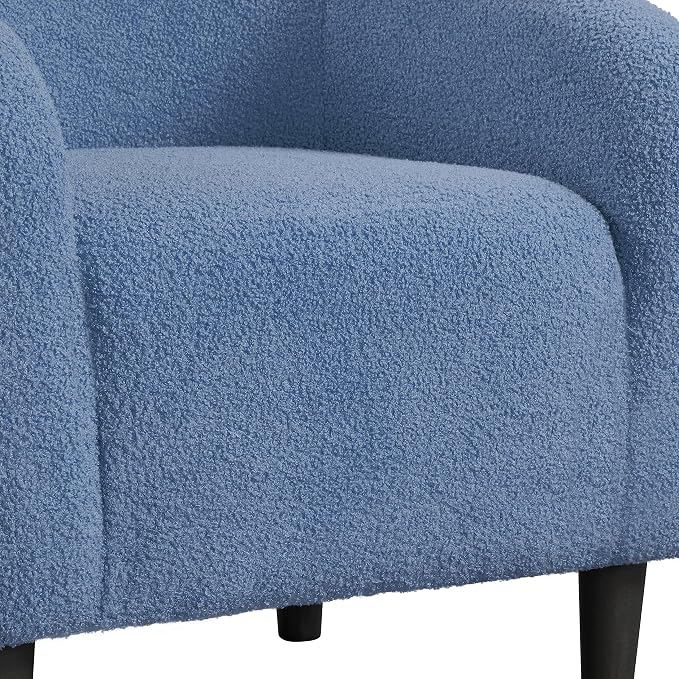 Topeakmart Barrel Chair, Soft Sherpa Accent Chair Side Chair Club Chair Modern Style Deep Seating Barrel Armchair for Living Room Furniture Reading Room Bedroom, Set of 2, Blue