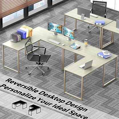 SHW Mission 48 x 48 Inches L-Shape Home Office Computer Desk, Maple