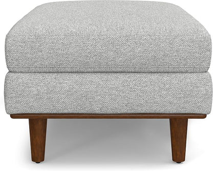 SIMPLIHOME Morrison 49-inch Wide Table Ottoman in Mist Grey Woven-Blend Fabric, Multifunctional Footrest, Coffee Table, or Extra Seating for Living Room, Mid-Century Modern Style