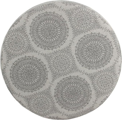 Homepop Home Decor | Upholstered Round Storage Ottoman | Ottoman with Storage for Living Room & Bedroom (Grey Medallion) 24.0 In. X 24.0 In. X 17.0 In.