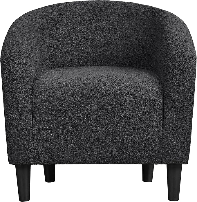Topeakmart Barrel Chair, Soft Sherpa Accent Chair Side Chair Club Chair Modern Style Deep Seating Barrel Armchair for Living Room Furniture Reading Room Bedroom, Dark Gray