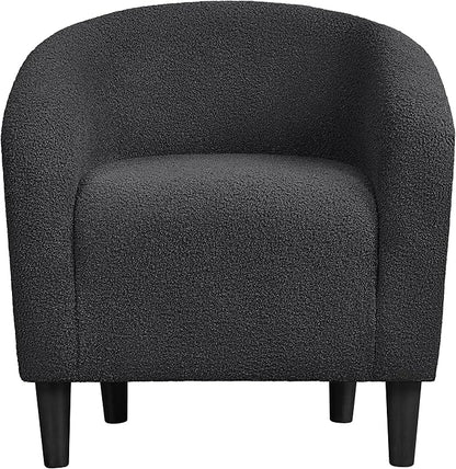 Topeakmart Barrel Chair, Soft Sherpa Accent Chair Side Chair Club Chair Modern Style Deep Seating Barrel Armchair for Living Room Furniture Reading Room Bedroom, Dark Gray