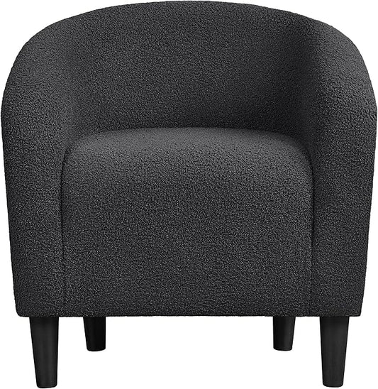 Topeakmart Barrel Chair, Soft Sherpa Accent Chair Side Chair Club Chair Modern Style Deep Seating Barrel Armchair for Living Room Furniture Reading Room Bedroom, Dark Gray