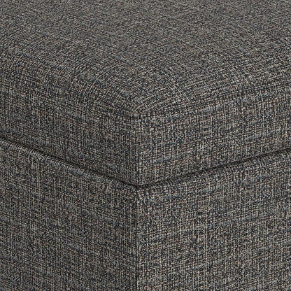 SIMPLIHOME Owen Coffee Table Storage Ottoman - 34" Wide x 19" High Upholstered Tweed Look Fabric Rectangular Lift-Top Ottoman in Ebony, Mid-Century Modern Bench for Living Room with Tapered Legs