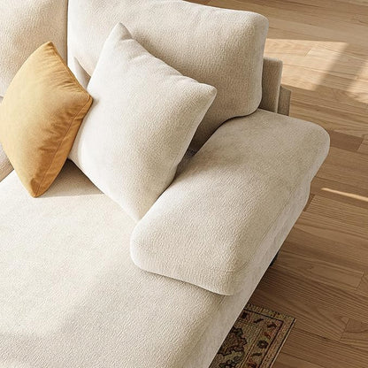 Txtin's Sleeper Sofa with Pull Out Couch Bed | 112 Inch Couches for Living Room | U-Shaped Convertible Sofa Bed | Chenille Warm White