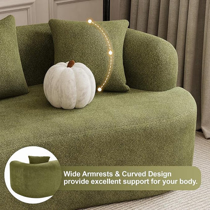 107" Curved Sofa for Living Room, Modern Chenille Cloud Couch Sofa, Luxury Plush Extra Deep 4-Seater Oversized Boucle Couch for Small Spaces, Apartment‌, No Assembly Required, Green