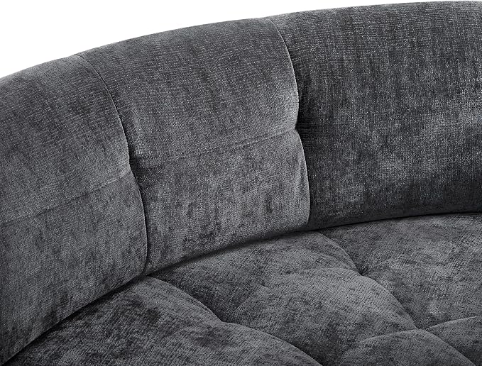 119'' Sectional Sofa, Curved L-Style Right-Hand Facing Couch with Fully Upholstered Arms, Tufted Design, Modern Minimalist Look, Grey