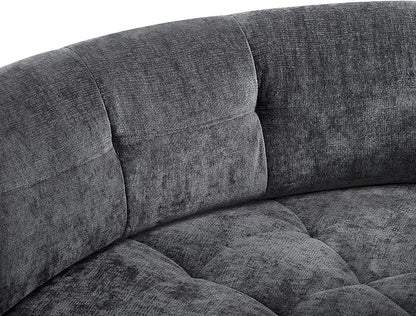 119'' Sectional Sofa, Curved L-Style Right-Hand Facing Couch with Fully Upholstered Arms, Tufted Design, Modern Minimalist Look, Grey