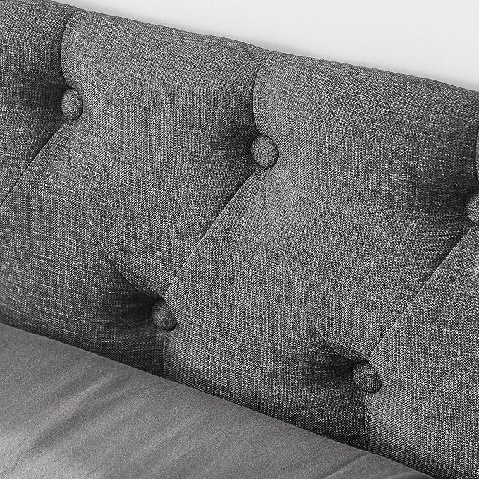 KEIKI Queen Size Upholstery Daybed with 2 Drawers and Headboard, Mid-Century Style Tufted Sofa Bed with Button on Back, Easy Assembly, No Box Spring Required, for Living Room and Bedroom, Dark Grey