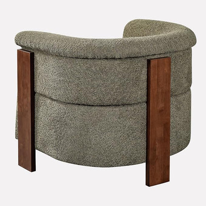 Merax 31.7" Mid-Century Teddy Fleece Barrel Accent Chair, Green | Green Teddy Fleece Upholstered Armchair, Modern Wraparound Lounge Chair for Living Room, Bedroom, Entryway