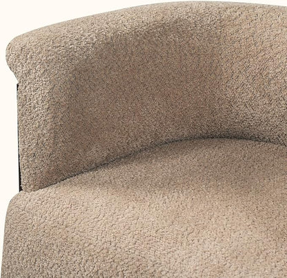Merax 31.7" Mid-Century Teddy Fleece Barrel Accent Chair, Brown | Brown Teddy Fleece Upholstered Armchair, Modern Wraparound Lounge Chair for Living Room, Bedroom, Entryway