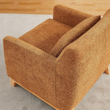 VANOMi 31" W Living Room Accent Chairs Boucle Chair for Bedroom, Orange | Oversized Armchair with Thick Cushion Reading Chairs for Living Room, Apartment