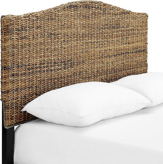 Crosley Furniture Serena Handwoven Natural Fiber Rattan Bed Headboard, Banana Leaf, Queen