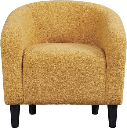 Topeakmart Barrel Chair, Soft Sherpa Accent Chair Side Chair Club Chair Modern Style Deep Seating Barrel Armchair for Living Room Furniture Reading Room Bedroom, Mustard Yellow
