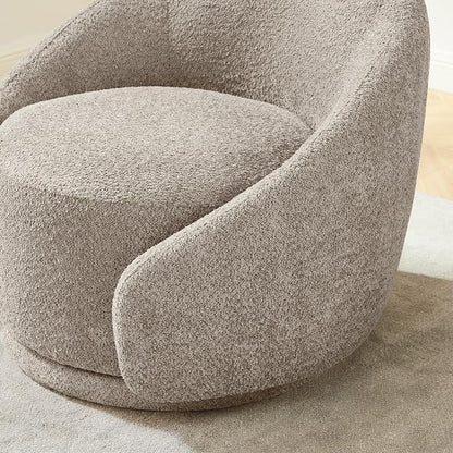 VANOMi Swivel Accent Chairs for Living Room, 34" Swivel Barrel Chair Oversized Armchairs Modern Boucle Reading Chairs for Bedroom, Corner, Apartment, Taupe