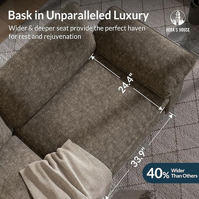HERA'S HOUSE 88" Modular Sectional Sofa, L Shaped Couches for Living Room, Comfy Cloud Couch with Ottoman, 3-Seater Deep Seat Sofa with Throw Pillow, Chenille Ash