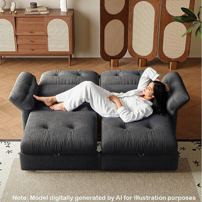 81.5'' Full Sleeper Sofa, Pre-Assembled, Chenille Pull Out Couches Bed, 3-in-1 Convertible Sofa, Adjustable Backrest, Small Loveseat for Small Space, Living Room, Apartment, Chenille Grey