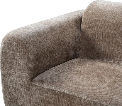 Christopher Knight Home Grelyn 140" Modular Sectional Sofa Couch, Wool Fabric Boneless Cloud Couch, Fully Compressed Home Sofa Living Room, 3-Piece Lounge Sofa with Chaise, Fully Assembled, Brown
