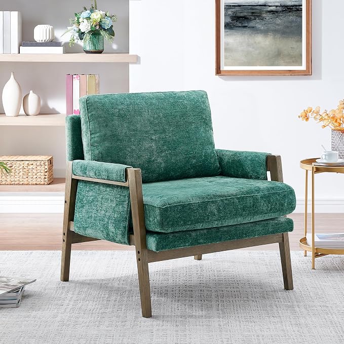 Roundhill Furniture Kelly Mid-Century Modern Accent Armchair, Green