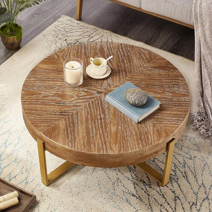 Round Wood Coffee Table, Espresso, 32.28" D x 32.28" W x 17.72" H