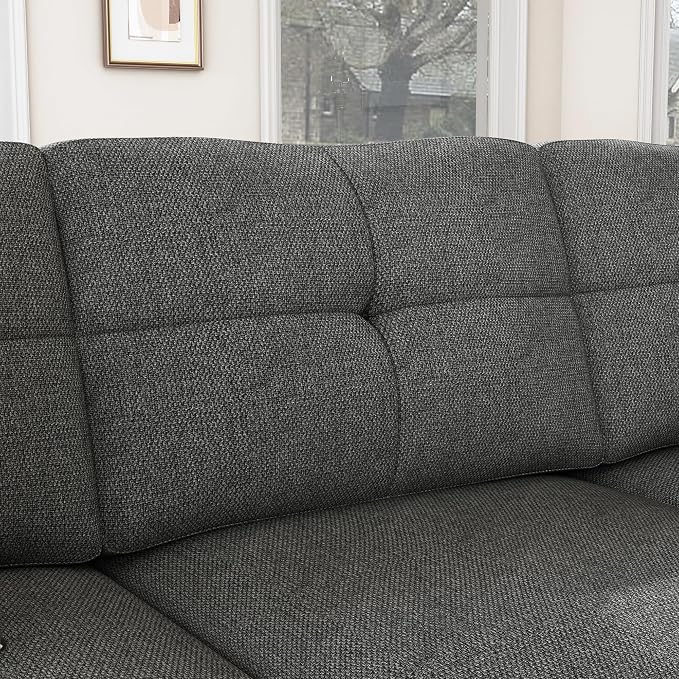HONBAY Convertible Sectional Sofa L Shaped Couch for Small Apartment Reversible Sectional Couches for Living Room,Dark Grey