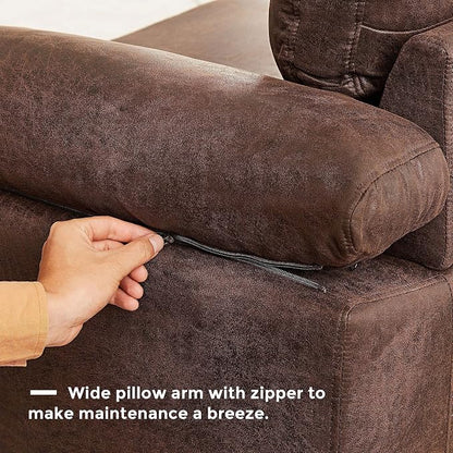 VANOMi 100" W Faux Leather Sofa with Reversible Chaise for Apartment | Dark Brown Faux Leather L-Shaped Couch for Living Room, Office, 3 Seater, Sectional